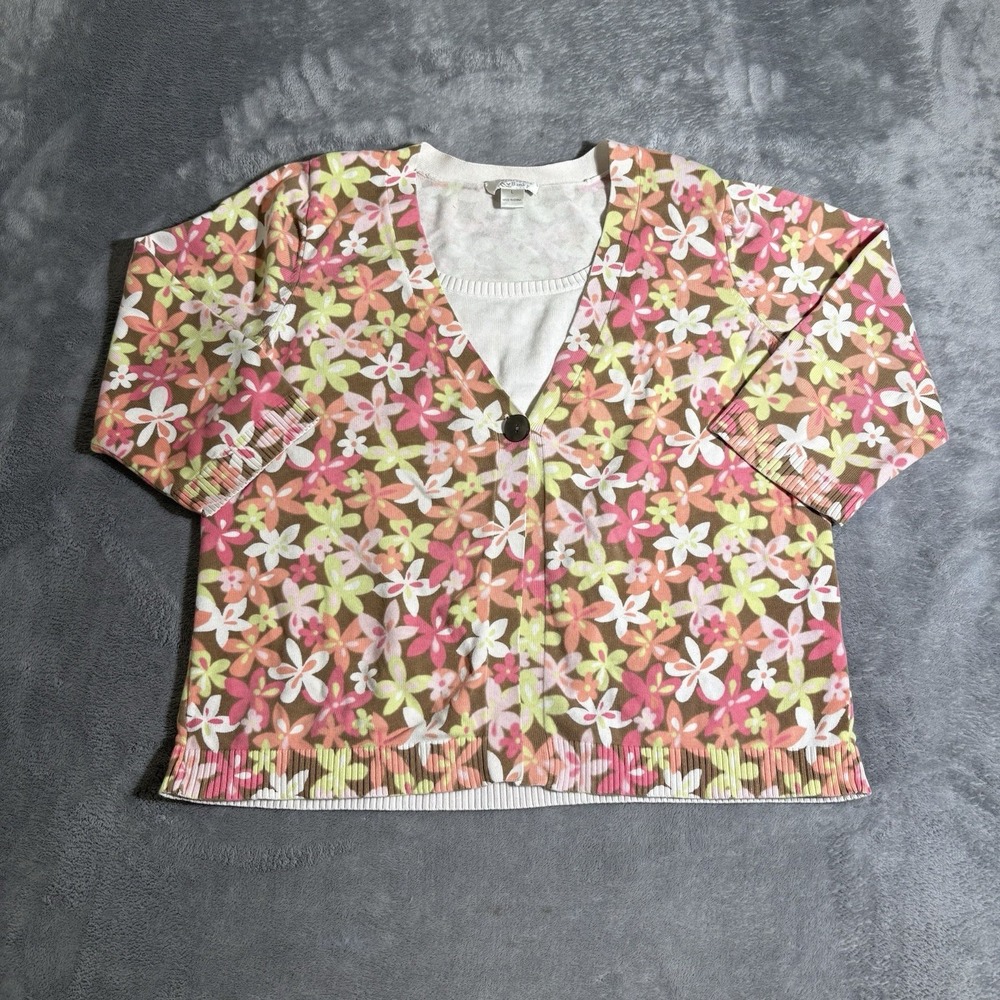 Christopher & Banks Cardigan Sweater Youth Large Floral Girls